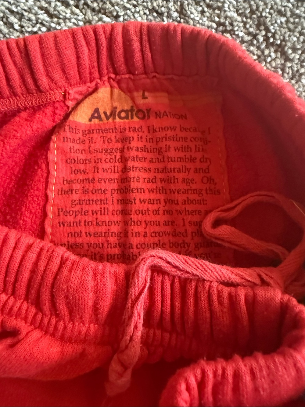 AVIATOR Nation Red Sweatpants with Colorful Stripes- L - Picture 4 of 5